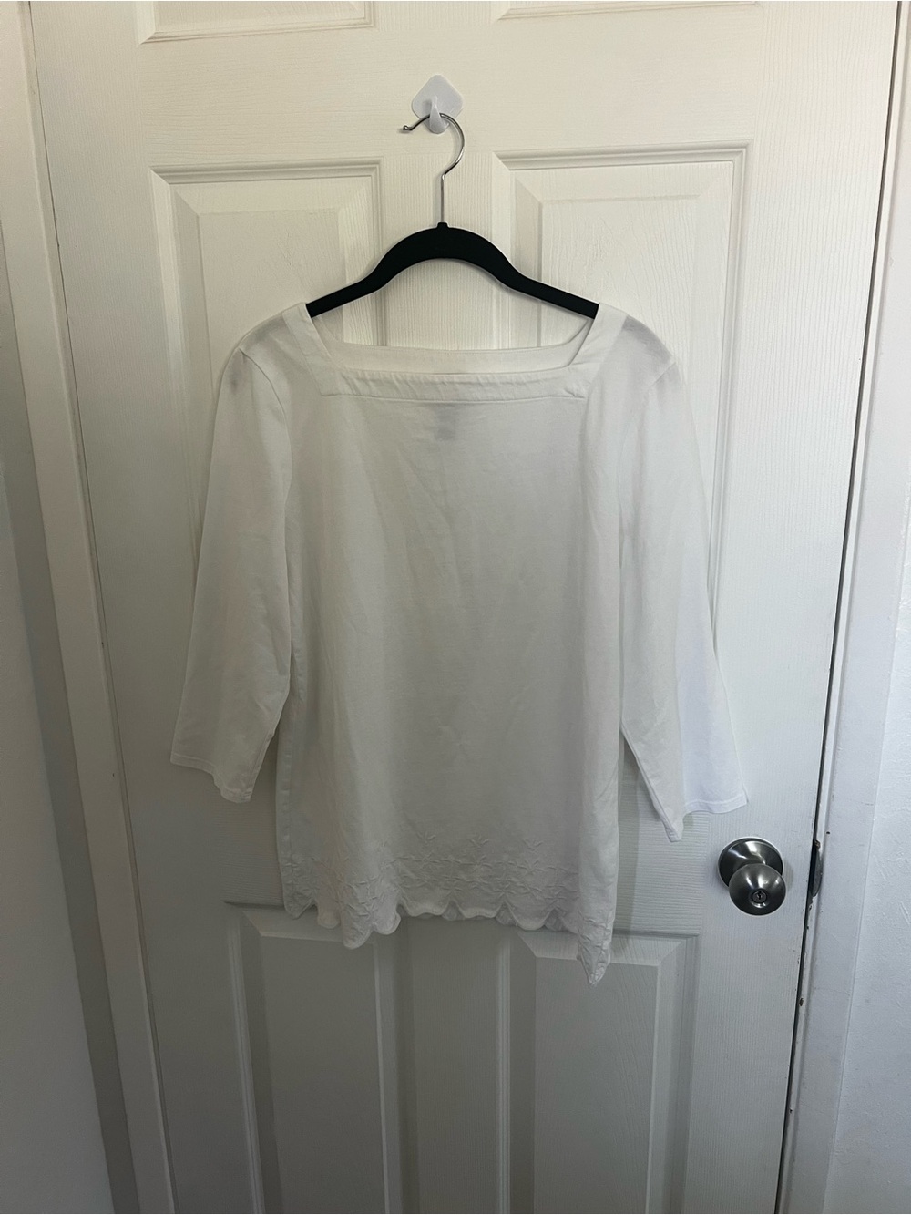 Chico's‎ White Square-Neck 3/4 Sleeve Blouse
